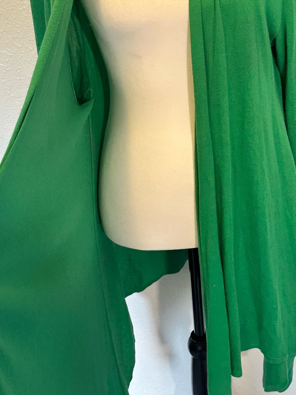Ralph Lauren Kelly Green Draped Open Cardigan Silk Mix EUC L - Picture 3 of 4